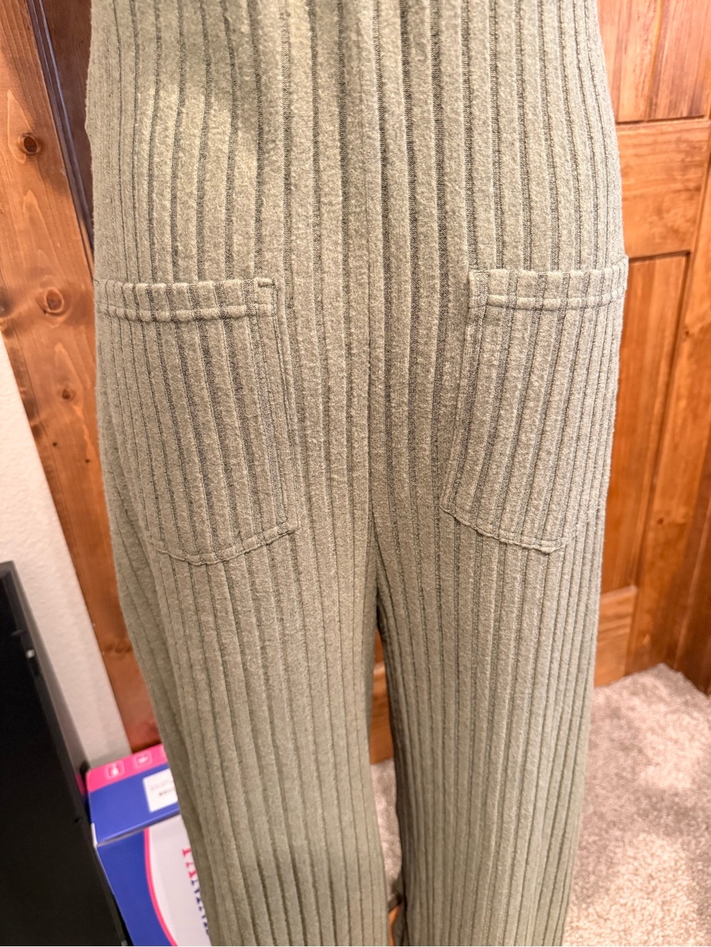 HALARA Olive Ribbed Wide-Leg Jumpsuit - Picture 7 of 13